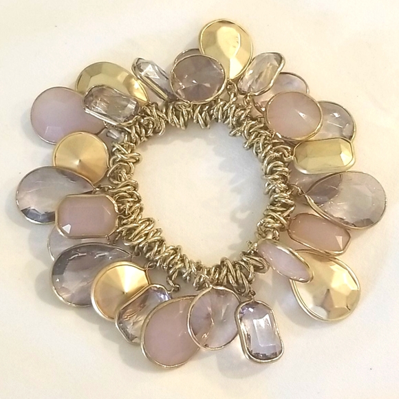 FLASHY BLINGY Gold and Crystal Stretch Bracelet - Picture 1 of 3